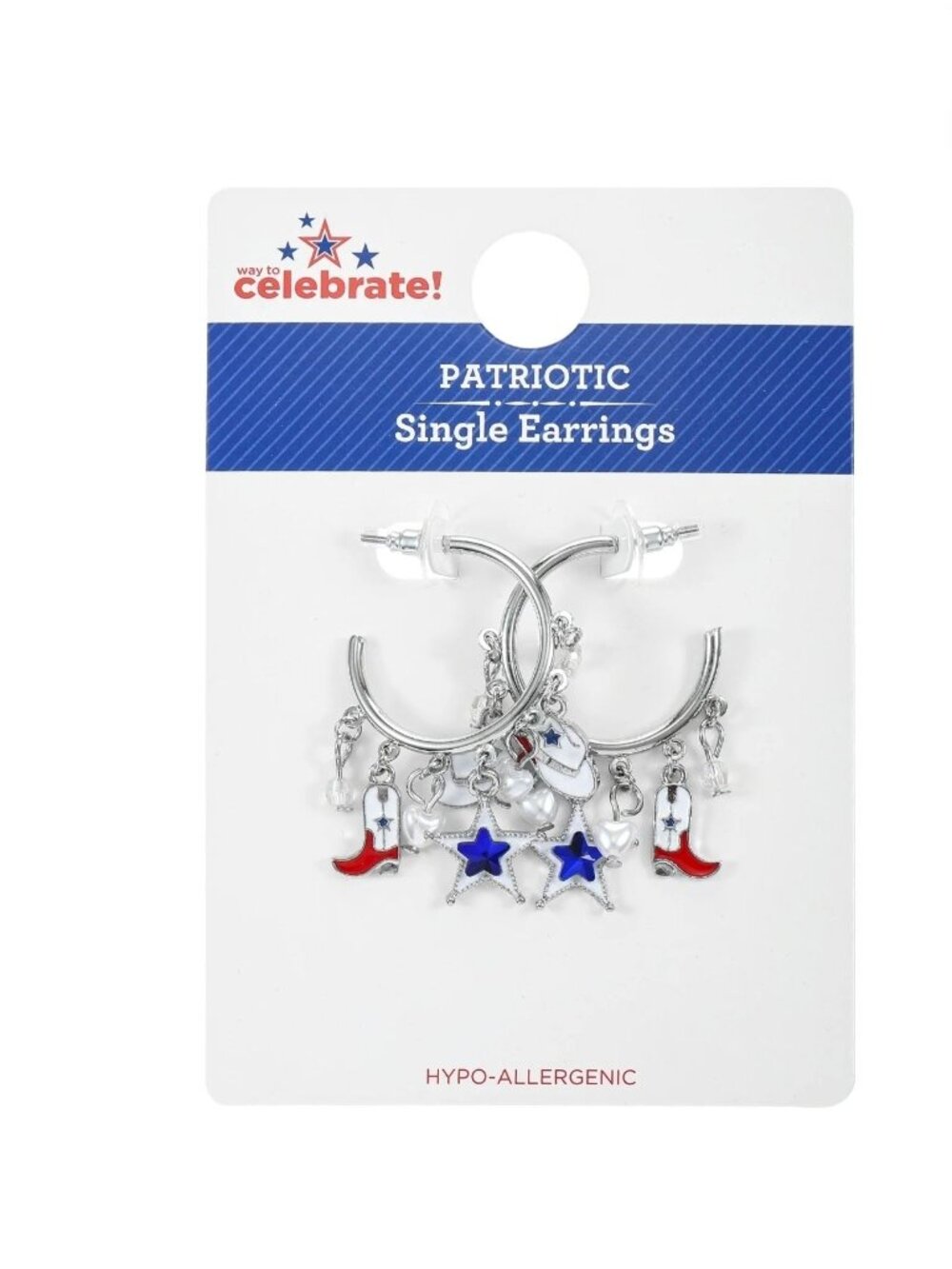 Way to Celebrate Americana Hoop Earrings - Silver Tone - NWT